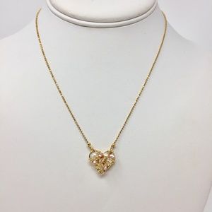 Bundle of 3 Heart Filled with Pearls Gold Necklace